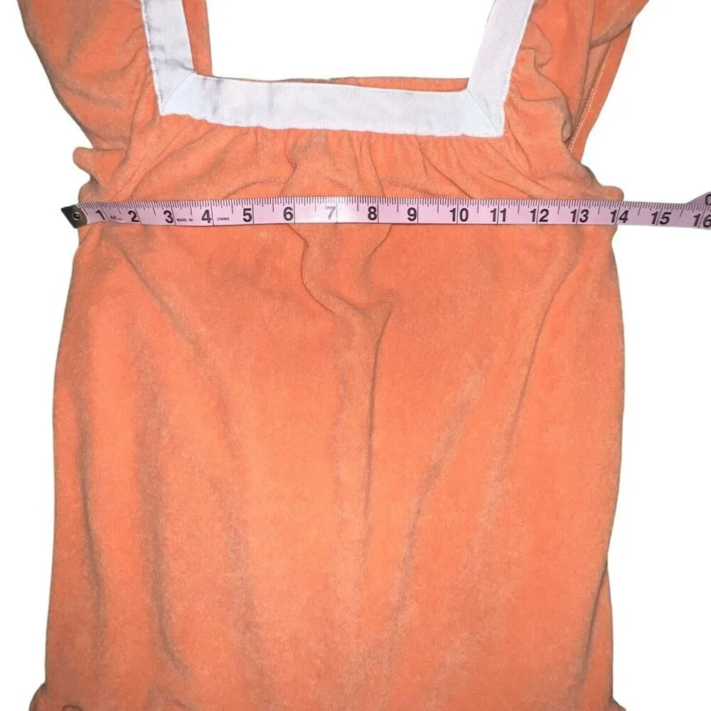 JANIE AND JACK TERRY SWIM COVERUP CORAL‎ ORANGE GIRLS SIZE 7 DRESS RUFFLE BEACH